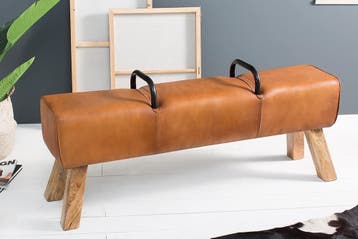 Retro bank TURNBOCK 134cm met echt lederen bekleding, Ophalen of Verzenden, Nieuw
