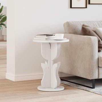 vidaXL Salontafel Wit 39,5 x 39,5 x 53,5 cm Massief, Huis en Inrichting, Tafels | Salontafels, Verzenden, Nieuw, Rond, Grenenhout