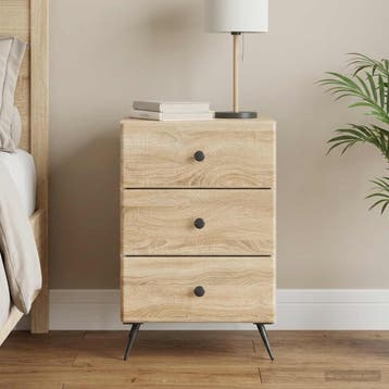 vidaXL Nachtkastje Sonoma Eiken 43 x 41 x 66,5 cm Bewerkt, Minder dan 45 cm, Verzenden, Nieuw, 55 tot 70 cm