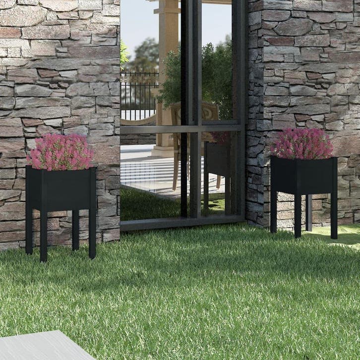 vidaXL Plantenbakken 2 st 40x40x70 cm massief grenenhout, Tuin en Terras, Bloembakken en Plantenbakken, Minder dan 60 cm, Nieuw