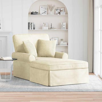 vidaXL Chaise Lounge met Rok 3 st Crème Katoen Stof 91 x 157, Verzenden, Nieuw
