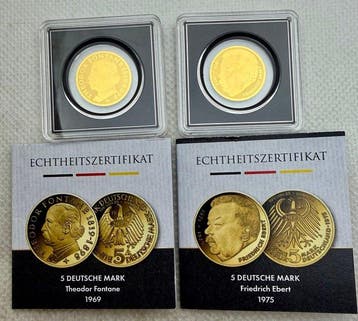 Duitsland. 3000 Francs 5+ 5 Mark , oro , 2 x 1 /1000 Oz