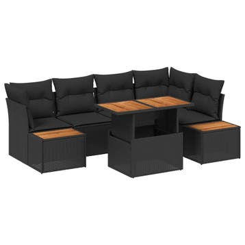 vidaXL Tuin Sofa Set 10 st Zwart Poly riet, Verzenden, Nieuw, Meer dan 8 zitplaatsen