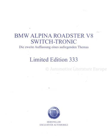 2002 BMW ALPINA RANGE BROCHURE DUITS, Boeken, Nieuw, Author