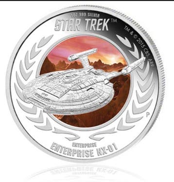 Tuvalu. 1 Dollar 2015 Star Trek™ - Enterprise NX-01, 1 Oz