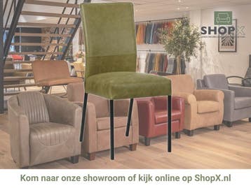 Leren eetkamerstoel Real - Vintage Olive (olijf/groen) -, Overige kleuren, Nieuw, Ophalen of Verzenden, Eén