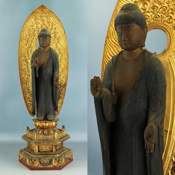Amida Nyorai  (Amitbha) 68cm Buddhism Gilt Lacquer, Antiek en Kunst