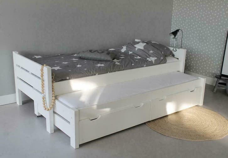 Bed Combi 90x200 - 2 bedden plus 2 laden + lattenbodems(TIP), Kinderen en Baby's, Kinderkamer | Bedden, 180 cm of meer, Nieuw