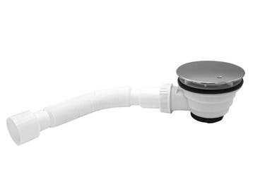 Douchebaksifon 90 mm met chroom afdekplaat en flexibele, Ophalen of Verzenden, Nieuw, Chroom, Douche