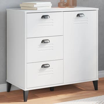 vidaXL Dressoir VIKEN 80x40x80 cm bewerkt hout wit, Huis en Inrichting, Verzenden, Nieuw, 50 tot 100 cm, 25 tot 50 cm