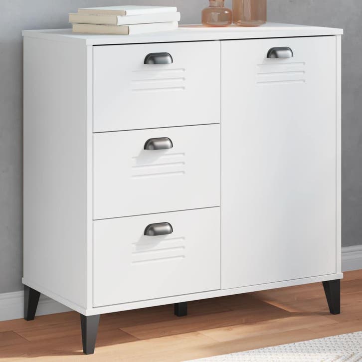vidaXL Dressoir VIKEN 80x40x80 cm bewerkt hout wit, Huis en Inrichting, Kasten | Dressoirs, 25 tot 50 cm, Nieuw, 50 tot 100 cm
