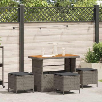 vidaXL Tuin eettafelset 4 st Grijs poly rattan, Verzenden, Nieuw, Rotan, 4 zitplaatsen