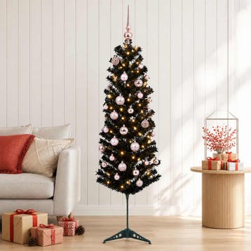 vidaXL Smalle kunstkerstboom met kerstballen 150 cm 150, Verzenden, Nieuw