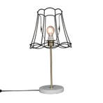 Retro tafellamp messing met Granny frame zwart 30 cm - Kaso, Verzenden, Nieuw, Retro
