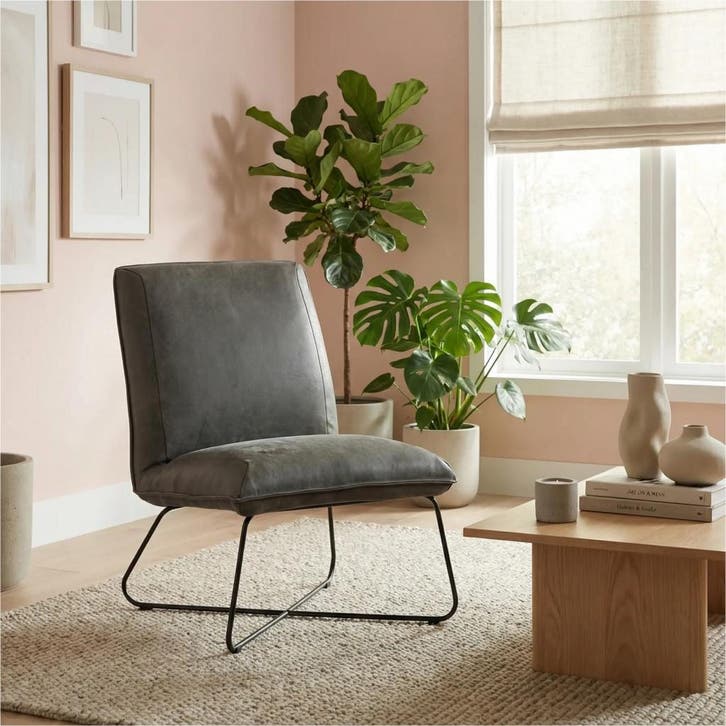 Leren fauteuil Less - Kenia Antracite (grijs), Huis en Inrichting, Fauteuils, 50 tot 75 cm, 75 tot 100 cm, Nieuw, Leer, Ophalen of Verzenden
