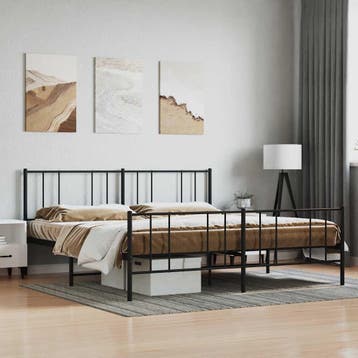 vidaXL Bedframe met hoofd- en voeteneinde metaal zwart, Verzenden, Zwart, Metaal, Nieuw