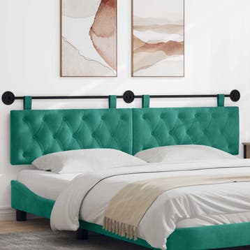 vidaXL Hangend hoofdbord Turquoise Fluweel, Verzenden, Nieuw, Stof