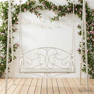 vidaXL Schommelbank Staal 110 x 52,5 x 47 cm Antiek wit, Verzenden, Nieuw, Metaal