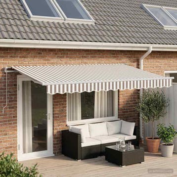 vidaXL Uitschuifbare luifel Lichtgrijs en wit. 600 cm, Verzenden, Nieuw