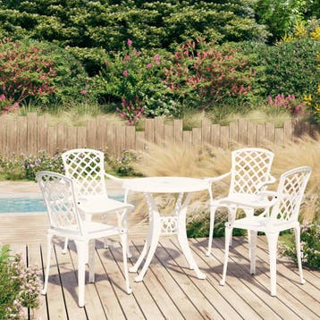 vidaXL 5-delige Bistroset gietaluminium wit, Tuin en Terras, Verzenden, Nieuw, Aluminium, 4 zitplaatsen
