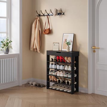 Schoenenrek Boppeelo 94x75x30 cm zwart [en.casa], Huis en Inrichting, Kasten | Schoenenkasten, Verzenden, Nieuw