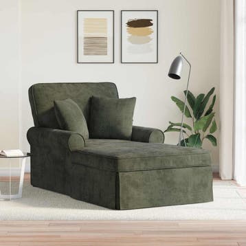 vidaXL Chaise Lounge met Rok met kussen Groen 157 x 91 x 91, Huis en Inrichting, Banken | Sofa's en Chaises Longues, Verzenden