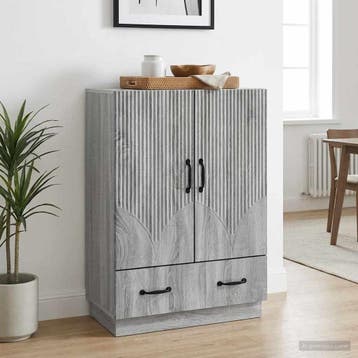 vidaXL Dressoir met lade Grijs sonoma 66 x 34,5 x 92 cm, Verzenden, Nieuw, Overige houtsoorten, Minder dan 50 cm