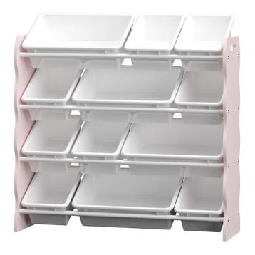 Kinderkast Vestnes met 12 boxen 78x86x27 cm roze en wit [en., Verzenden, Nieuw