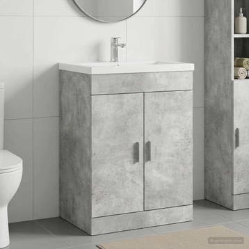 vidaXL Badkamer onder wastafel kast Betongrijs 78,5 x 37,5 x, Verzenden, Nieuw
