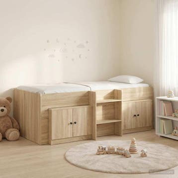 vidaXL Loft Bed Frame met Kast 3 st Sonoma Eiken Bewerkt, Verzenden, Nieuw, Bruin, Hout