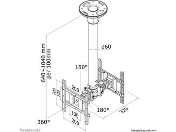 Neomounts FPMA-C200D - Plafondsteun - 2x schermen t/m 40 -, Verzenden, Nieuw