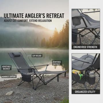 Luxe Verstelbare Campingstoel met Afneembare Voetensteun - G, Verzenden, Nieuw