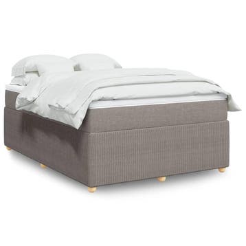 vidaXL Boxspring met matras stof taupe 140x200 cm, Verzenden, 140 cm, 200 cm, Stof