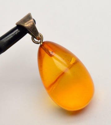 Barnsteen - 925 Zilver - Oranje Baltische Amber - Ei -