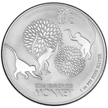 Lunar - Year of the Monkey (New Zealand) 1 oz 2016, Verzenden, Losse munt, Zilver