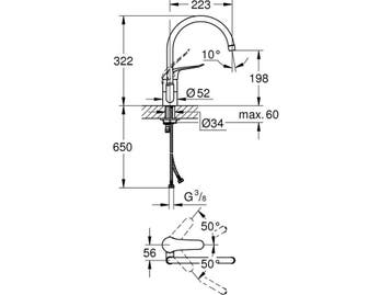 GROHE Euroeco - Keukenkraan - Hoge uitloop 20.70 cm - Chroom, Verzenden, Zo goed als nieuw
