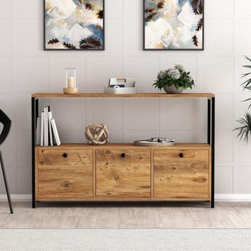 Dressoir 570VLT1911 Zwart & Walnoot Van 129 voor 89, Ophalen of Verzenden, Nieuw