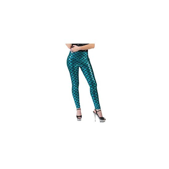 Metallic blauwe schubben legging - Leggings, Hobby en Vrije tijd, Feestartikelen, Verzenden
