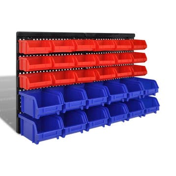 vidaXL 30-delige Opbergrek voor aan de wand blauw en rood, Verzenden, Nieuw