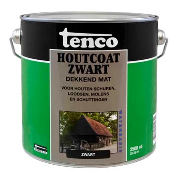 Tenco houtcoat waterbasis 2,5 liter, zwart dekkend mat, Verzenden, Nieuw