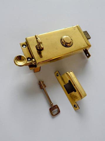 1930s JPM “La Parisienne” Art Deco Brass Hotel Door Lock –