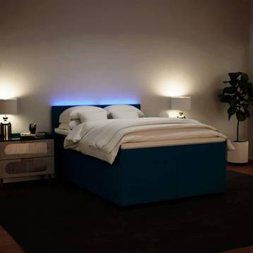vidaXL Boxspring met matras fluweel blauw 140x190 cm, Stof, Verzenden, Blauw, Nieuw