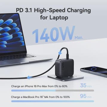 Baseus 140W GaN Snellader - Krachtige PD USB-C Oplader voor, Verzenden, Nieuw