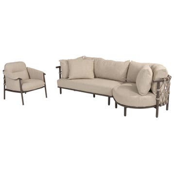 Ezra organische chaise longue loungeset  3 delig terre 4, Tuin en Terras, Tuinsets en Loungesets, Ophalen of Verzenden, Nieuw
