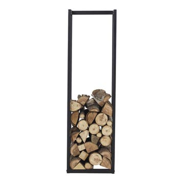 [en.casa] Brandhout rek Tanum houtopslag 35x35x120 cm zwart, Verzenden