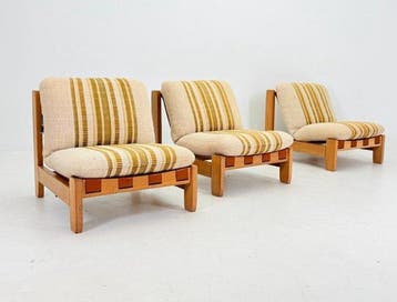 Fauteuil - Eik - Set van drie loungestoelen