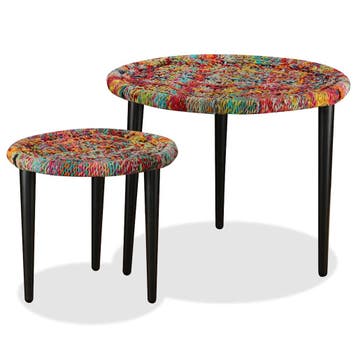 vidaXL Salontafelset Chindi patroon meerkleurig 2-delig, Verzenden, Nieuw, 50 tot 100 cm