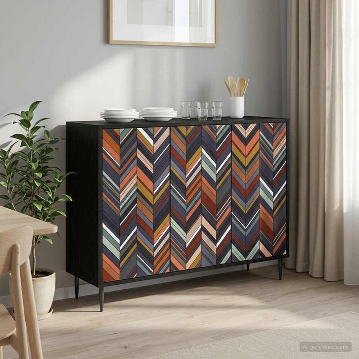 vidaXL Dressoir OMMEN Zwart eiken 102 x 33 x 76 cm Bewerkt, Huis en Inrichting, Kasten | Dressoirs, Nieuw, Minder dan 50 cm, Overige houtsoorten