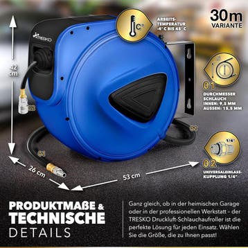 Automatische Luchtslanghaspel - Luchthaspel - 30 meter - Bla, Verzenden, Zo goed als nieuw