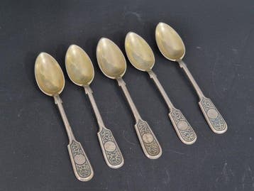 Lepel (5) - .875 (84 Zolotniki) zilver - Russische, Antiek en Kunst